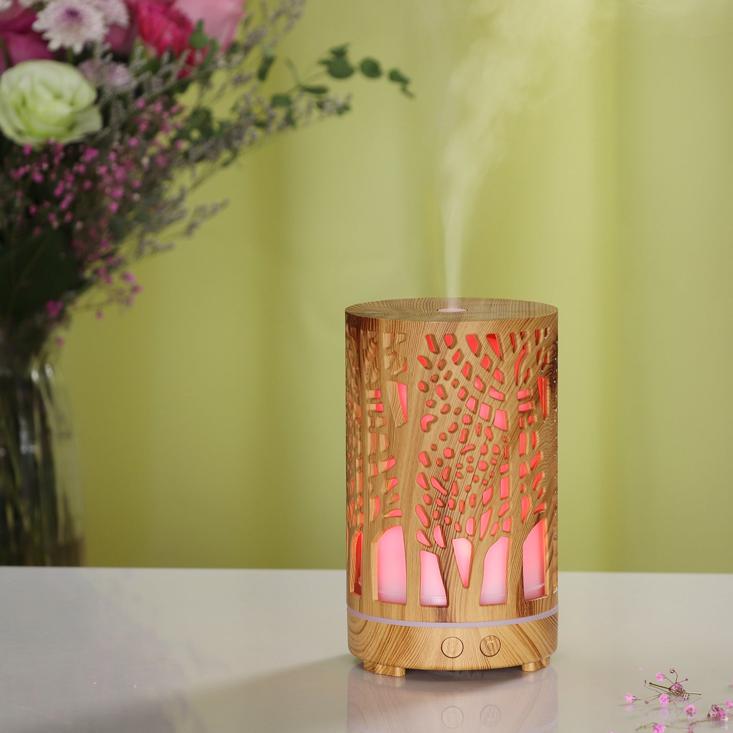 Hollow aroma diffuser ultrasonic atomizer household colorful night light desktop essential oil aromatherapy humidifier