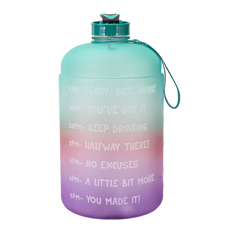 New Creative Multicolor Gradient Paint PETG Plastic Large Water Bottle 1 Gallon 3.78L Straw Water Bottle