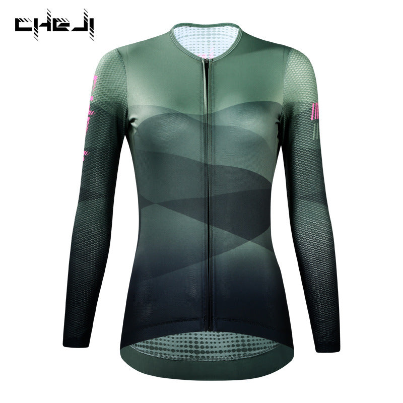 Temperamental cycling clothes, women's spring, summer, autumn long-sleeved tops, sweat-wicking, breathable, thin, short-sleeved bicycle clothes