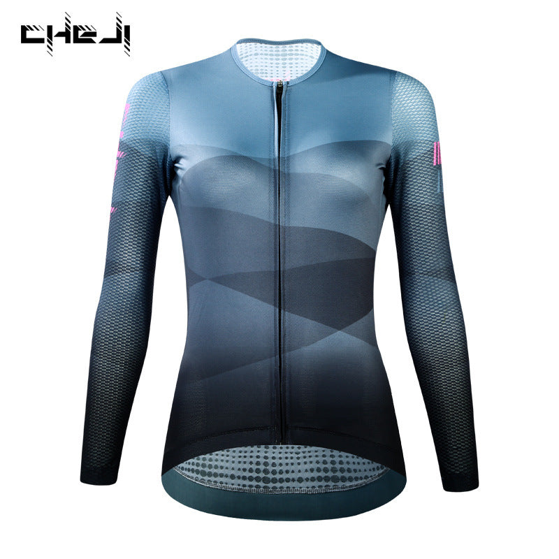Temperamental cycling clothes, women's spring, summer, autumn long-sleeved tops, sweat-wicking, breathable, thin, short-sleeved bicycle clothes