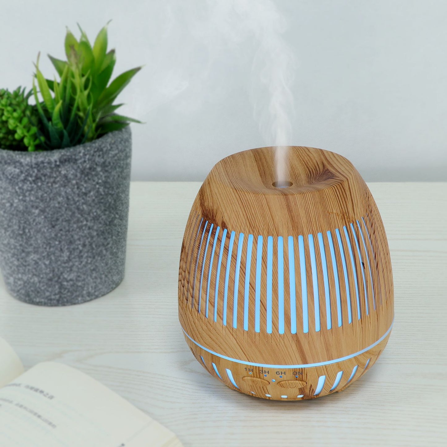 400ml humidifier hollow luminous humidifier wood grain humidifier air purifier aroma diffuser