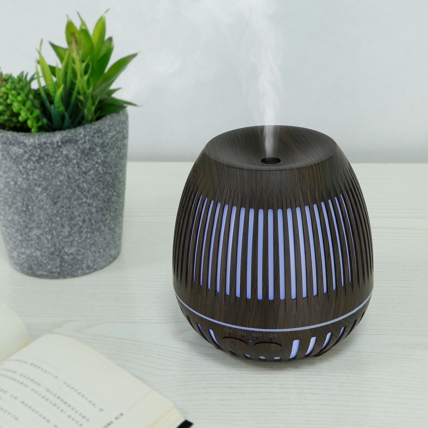 400ml humidifier hollow luminous humidifier wood grain humidifier air purifier aroma diffuser