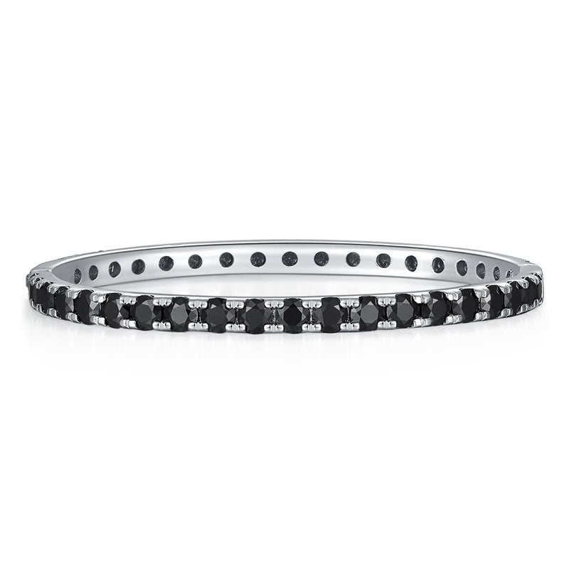 Full circle 4mm round black moissanite bracelet hip hop style unisex S925 silver gold plating