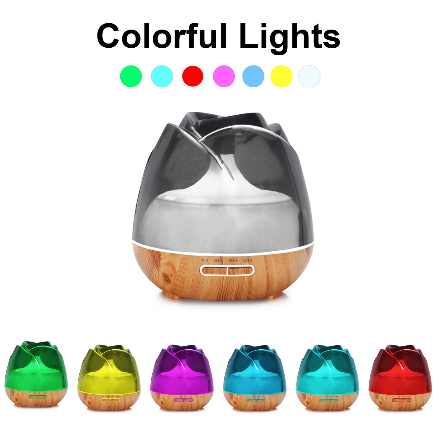 Big Rose Aroma Diffuser Household 400ml Wood Grain Aroma Diffuser Ultrasonic Humidifier Flower Bud Petal Fragrance Machine
