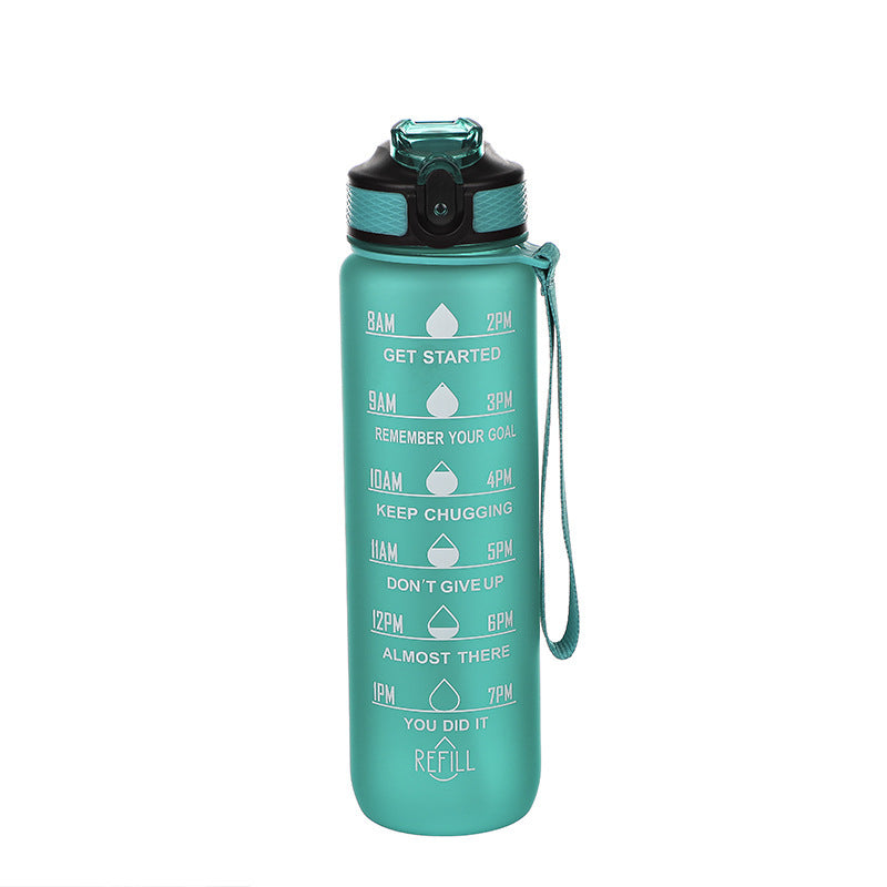 1L Leakproof Drink Bottles with BPA Free Tritan Non-Toxic Plastic, Sports Water Bottle with Motivational Time Marker & Straw