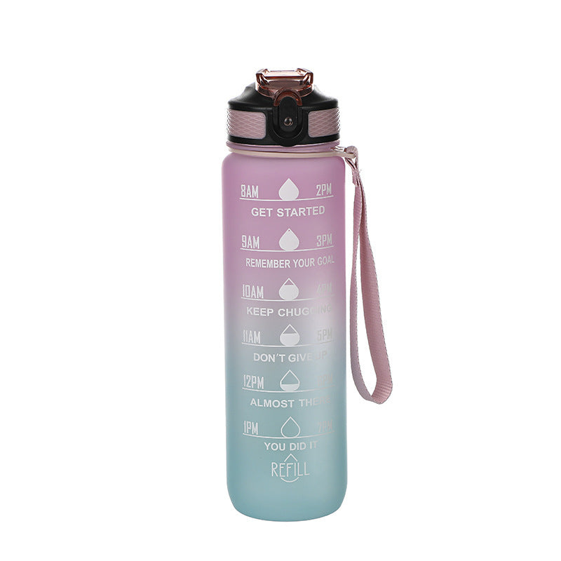 1L Leakproof Drink Bottles with BPA Free Tritan Non-Toxic Plastic, Sports Water Bottle with Motivational Time Marker & Straw