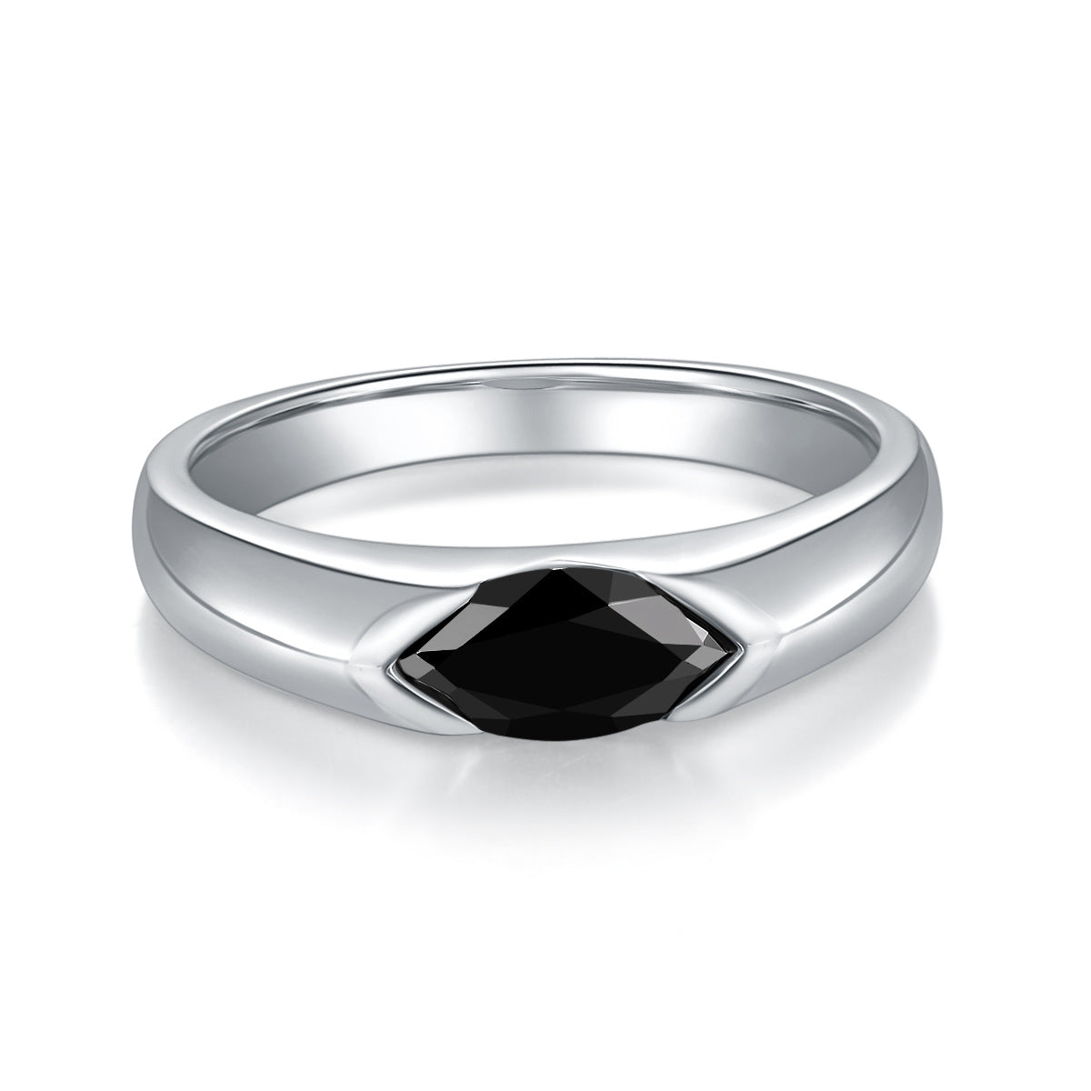 Horus Eye Marquise 5*10mm1 Carat Moissanite Unisex Sterling Silver Solid Plain Hoop Ring