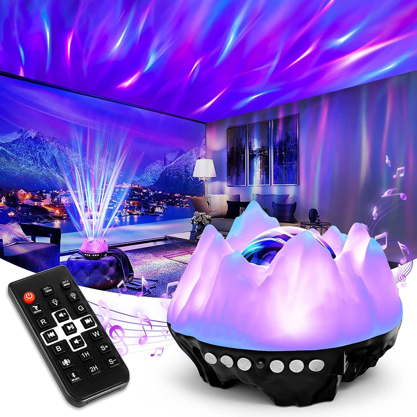 Galaxy Projector Star Projector Night Light Work with Alexa Google Home 8 in 1 Smart WiFi Music Galaxy Light Projector Bluetooth Remote Timer