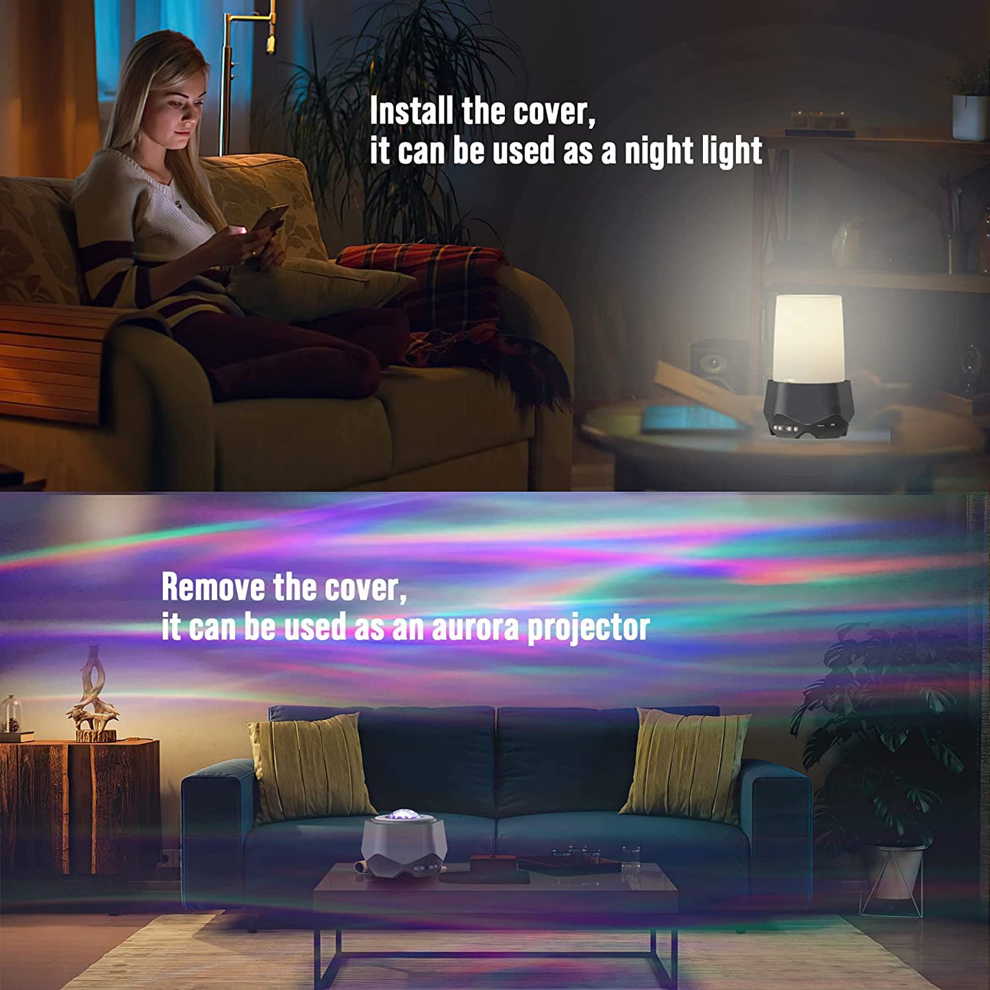 Northern Lights Aurora Projector for Bedroom, Night Light Projector Bluetooth Speaker White Noise