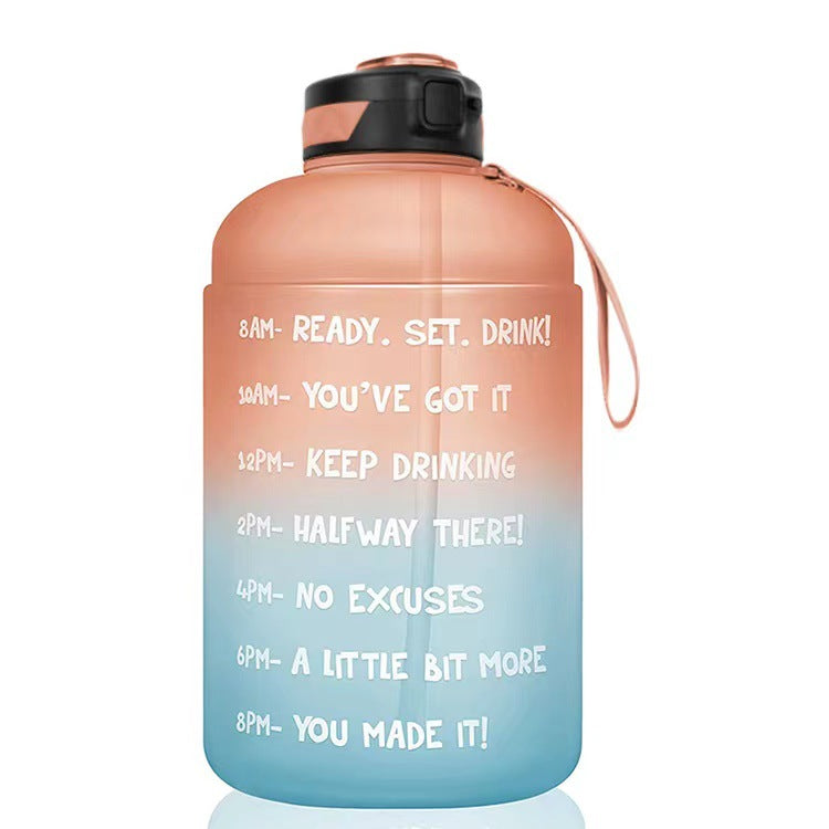 New 3 Lid Universal Gallon 32oz Outdoor Size Water Bottle 64oz 1 Gallon Plastic Gym Water Bottle with Motivational Words