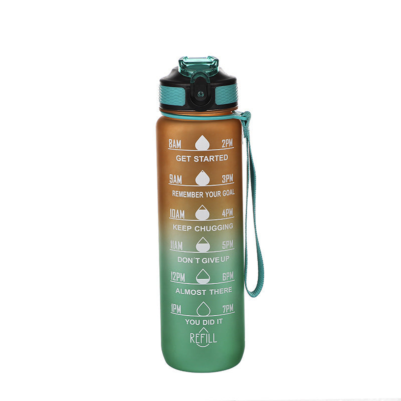 1L Leakproof Drink Bottles with BPA Free Tritan Non-Toxic Plastic, Sports Water Bottle with Motivational Time Marker & Straw