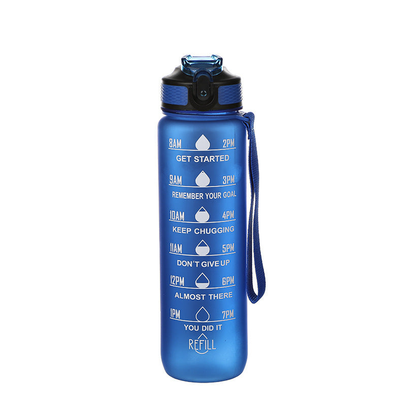 1L Leakproof Drink Bottles with BPA Free Tritan Non-Toxic Plastic, Sports Water Bottle with Motivational Time Marker & Straw