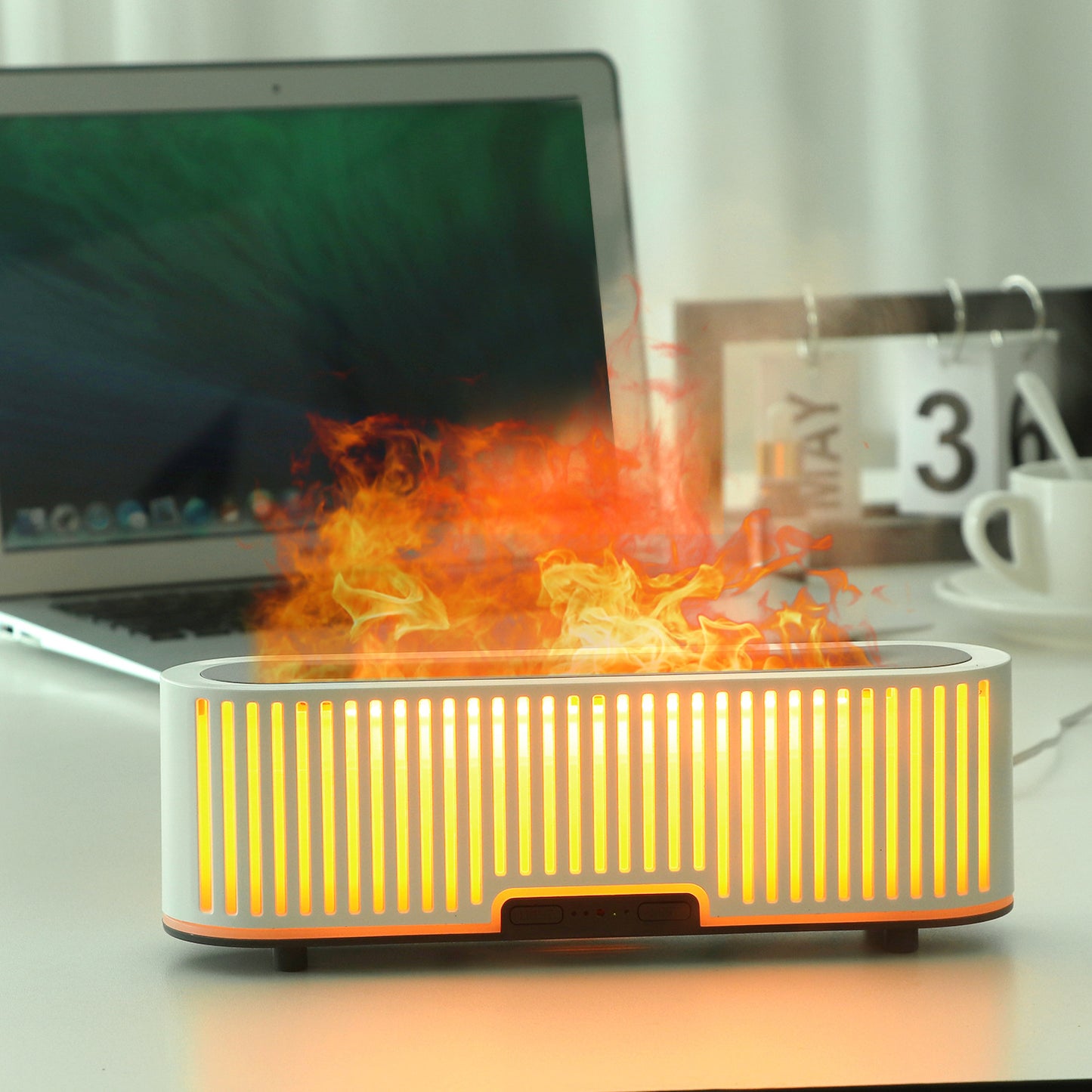 Long strip hollow colorful flame aroma diffuser grid vertical strip humidifier household atomization atmosphere light bedroom humidifier