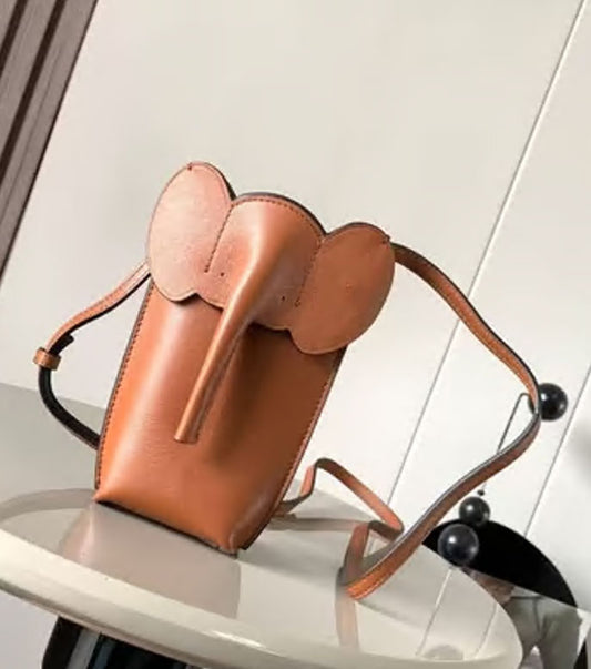 Leather Elephant Pocket Crossbody Bag
