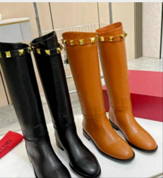 Real leather women's long boots
