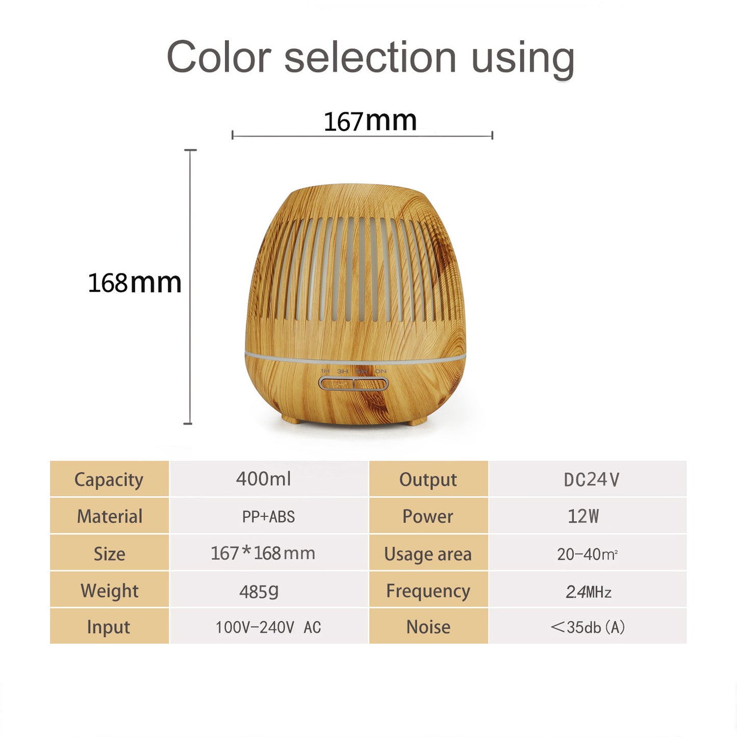 400ml humidifier hollow luminous humidifier wood grain humidifier air purifier aroma diffuser
