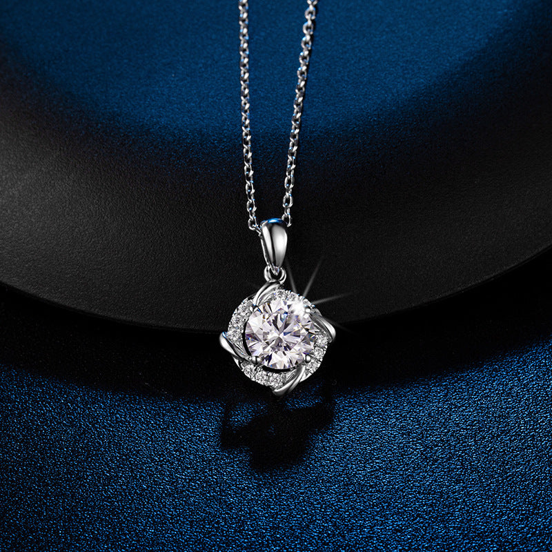 Summer bead chain evening dress women's gift buying wedding dress windmill 925 silver moissanite necklace