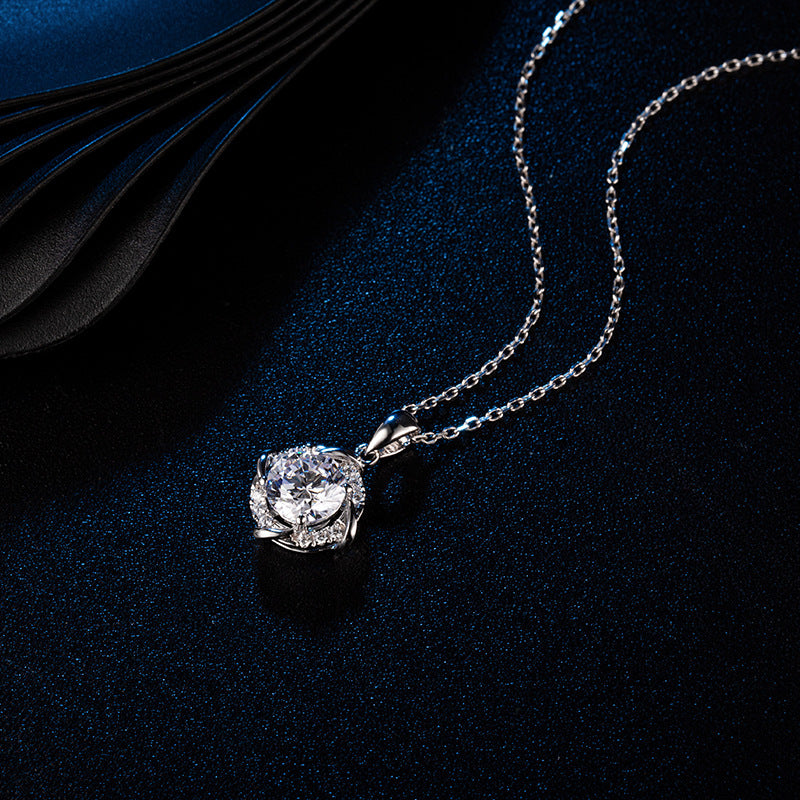 Summer bead chain evening dress women's gift buying wedding dress windmill 925 silver moissanite necklace