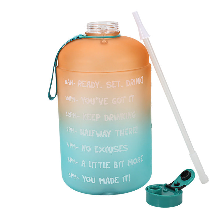 New Creative Multicolor Gradient Paint PETG Plastic Large Water Bottle 1 Gallon 3.78L Straw Water Bottle