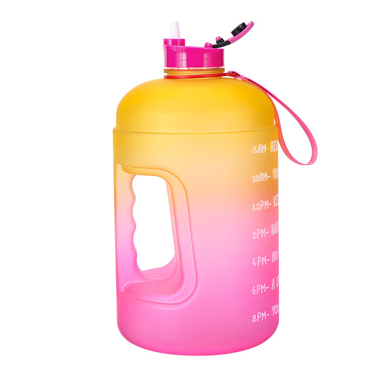 New Creative Multicolor Gradient Paint PETG Plastic Large Water Bottle 1 Gallon 3.78L Straw Water Bottle