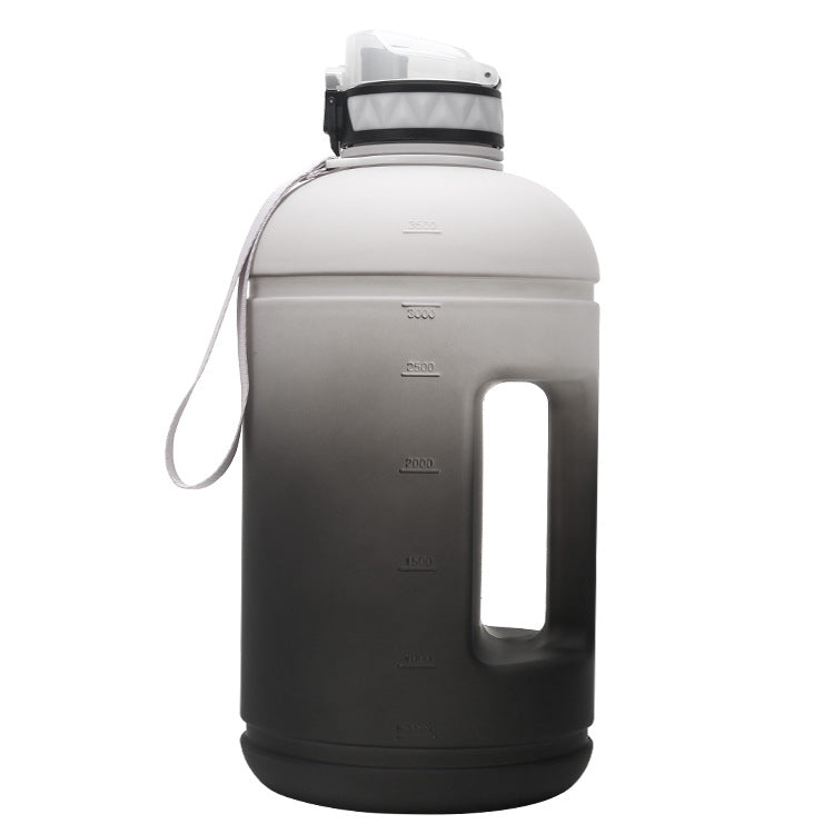 Creative Black & White Gradient PETG Plastic Large Water Bottle 1 Gallon 3.78L Portable Sports Bucket