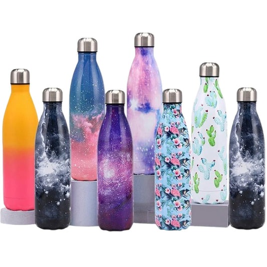 750ML Stainless Steel Water Bottle Thermos Flask, Double-Walled Leak-Proof Insulated Water Bottle for Running, Cycling, Camping