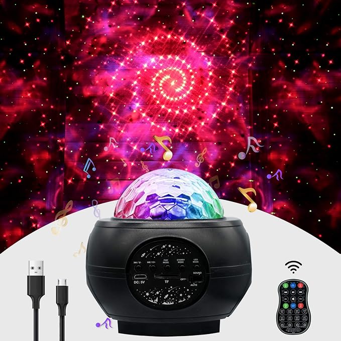 USB Star Projector Galaxy Light Projector 3 in 1 Music Sound Activated Night Lights Projector with Remote Control