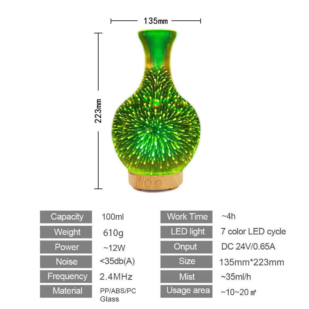 3D glass luminous humidifier dazzling color ultrasonic aromatherapy machine household gift aromatherapy diffuser