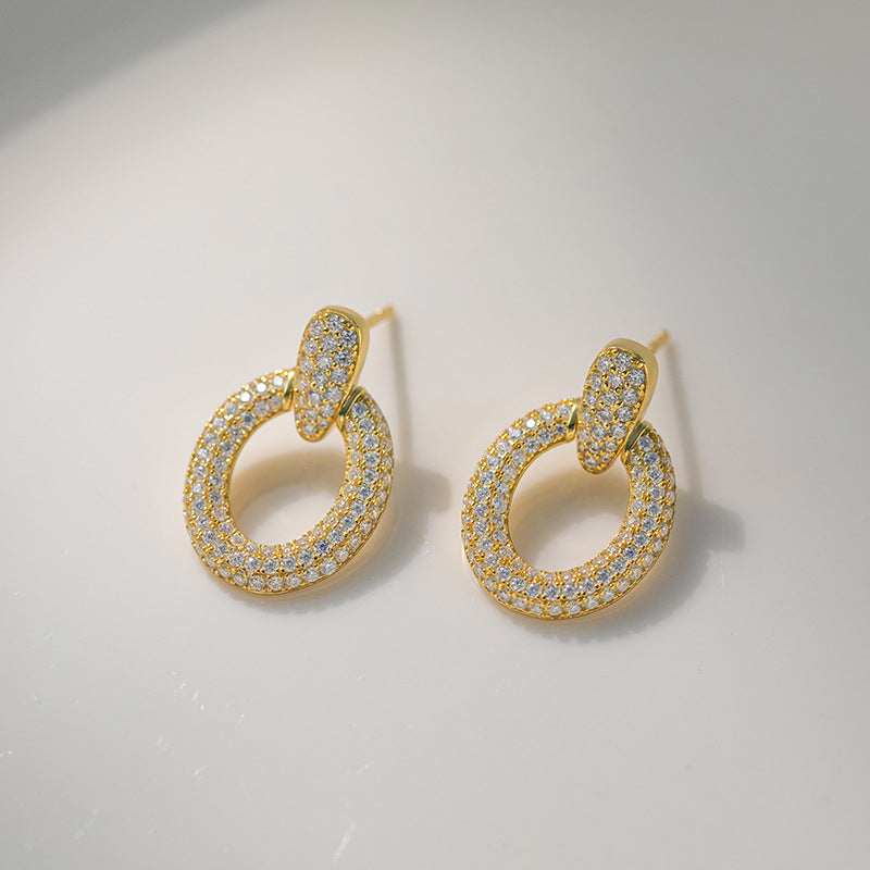 ins style  station small fresh earrings D color VVS moissanite stud earrings S925 silver plated 18k gold earrings