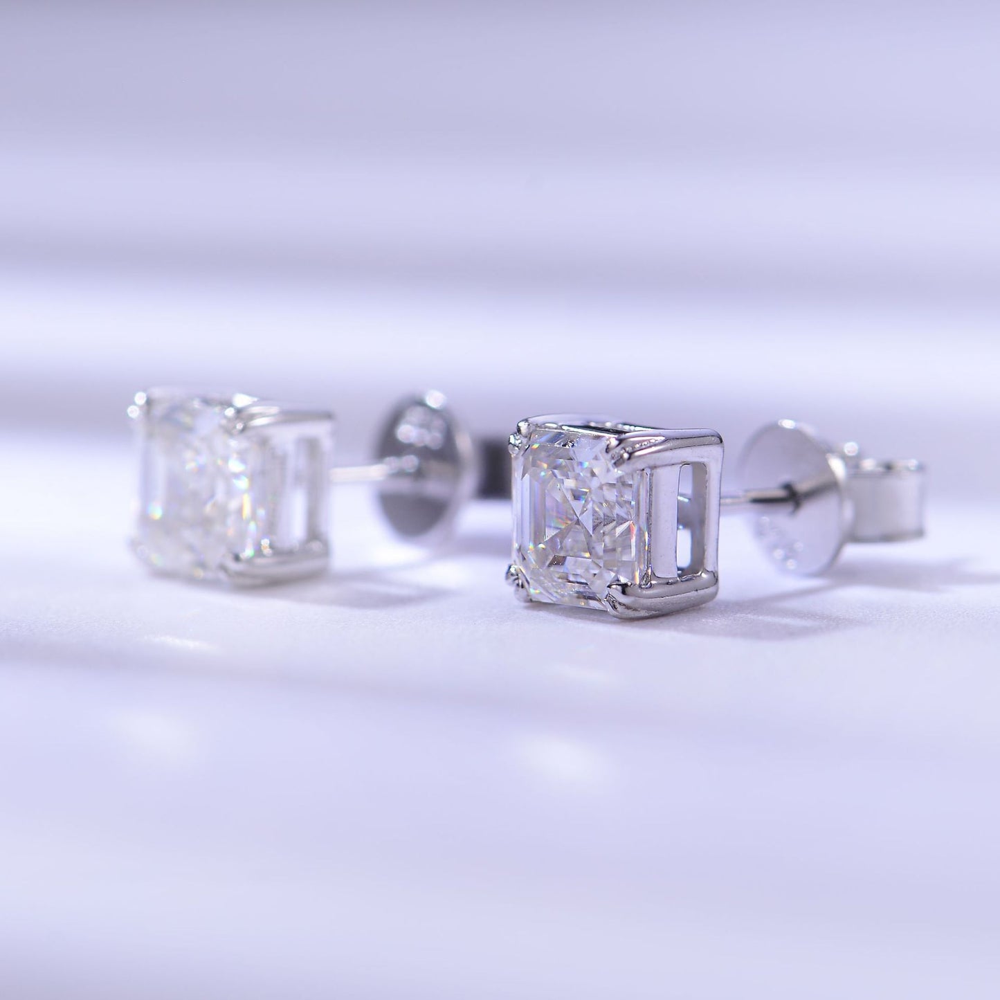 New 925 silver 2 carat pagoda shape D color moissanite ascheel earrings