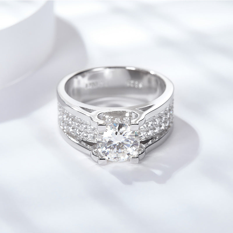 Light Luxury Atmosphere Men's 2 Carat Moissanite Ring Luxury Full Diamond Ring Wedding Ring