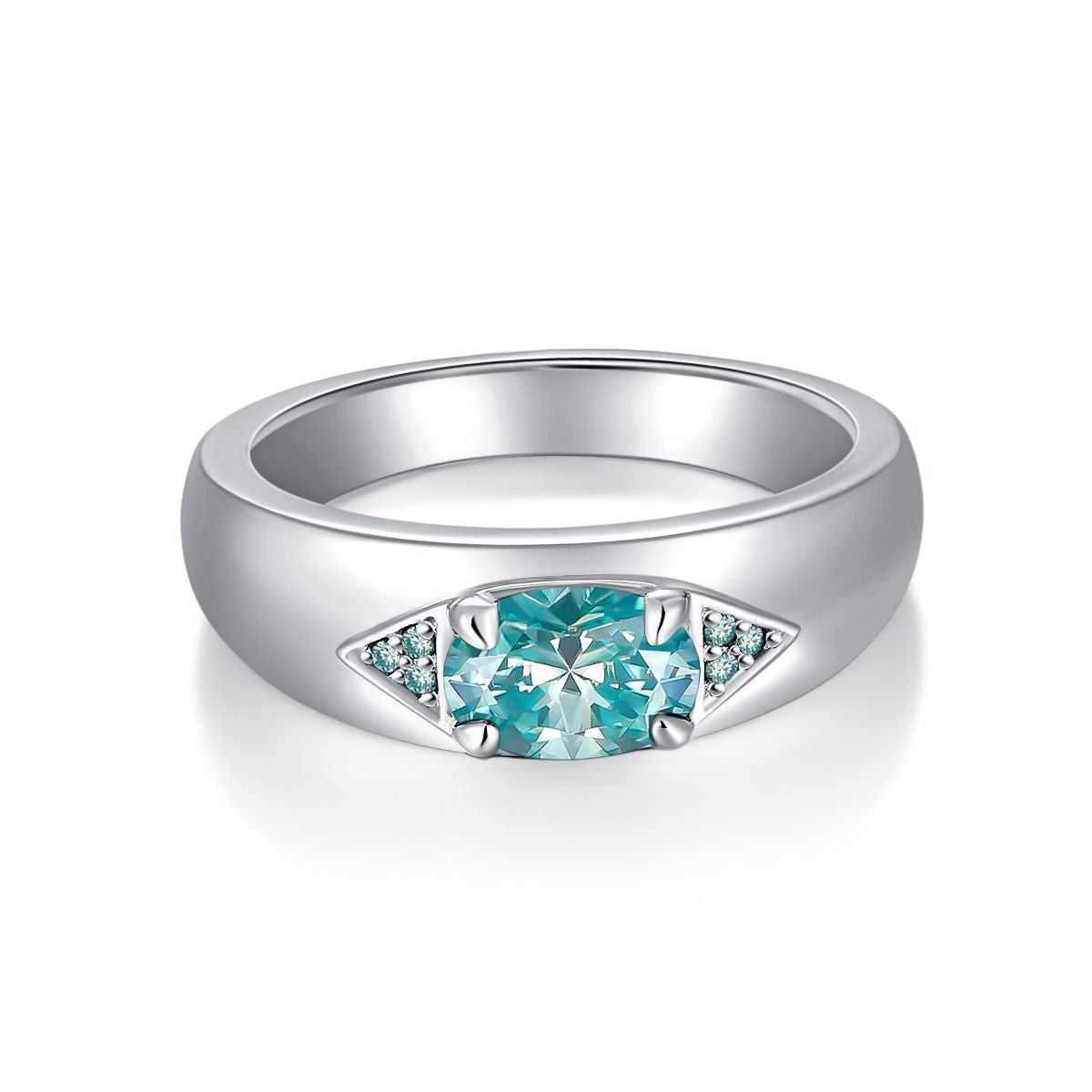 oval 5*7mm1 carat blue and green moissanite ring for men and women with sterling silver plated 18k gold ring