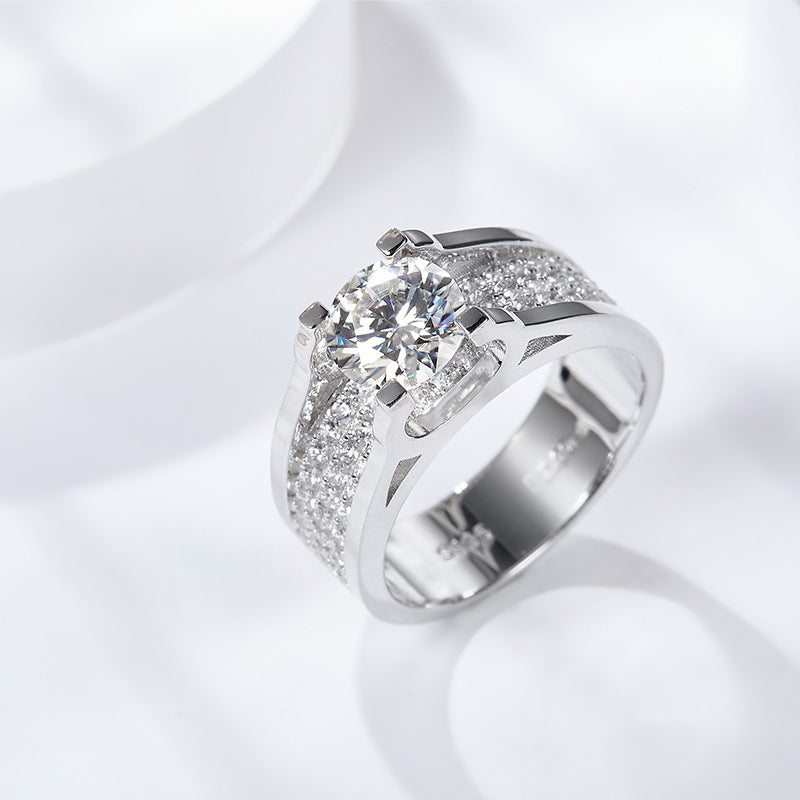 Light Luxury Atmosphere Men's 2 Carat Moissanite Ring Luxury Full Diamond Ring Wedding Ring