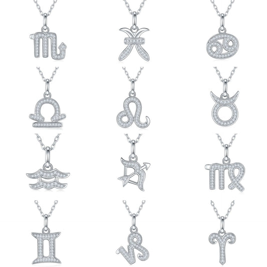 New Classic Zodiac Zodiac Series Pendant S925 Silver Inlaid D Moissanite Unisex Necklace