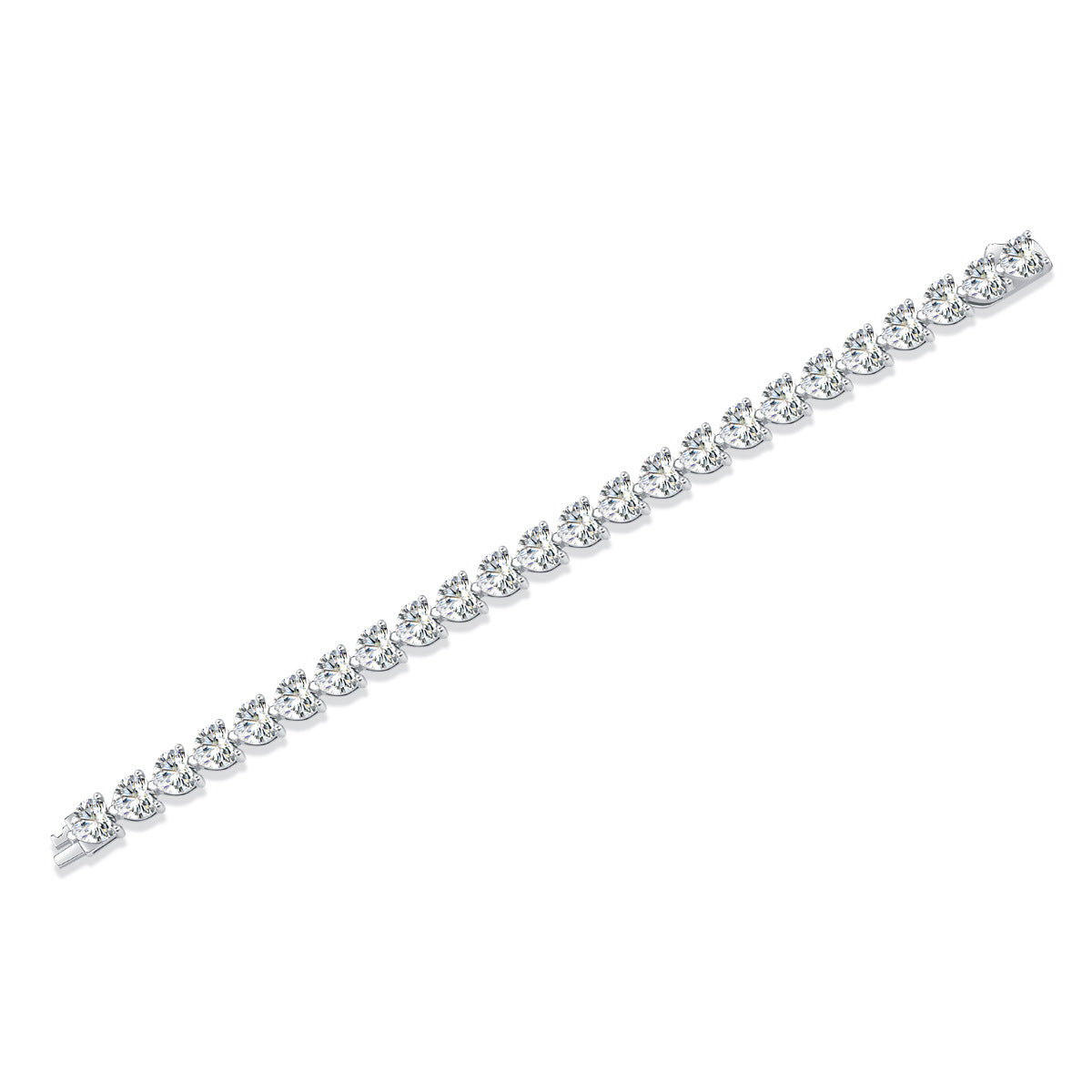 Full diamond 6.5mm heart shaped full moissanite hand ornament S925 silver plated 18k gold luxury bracelet