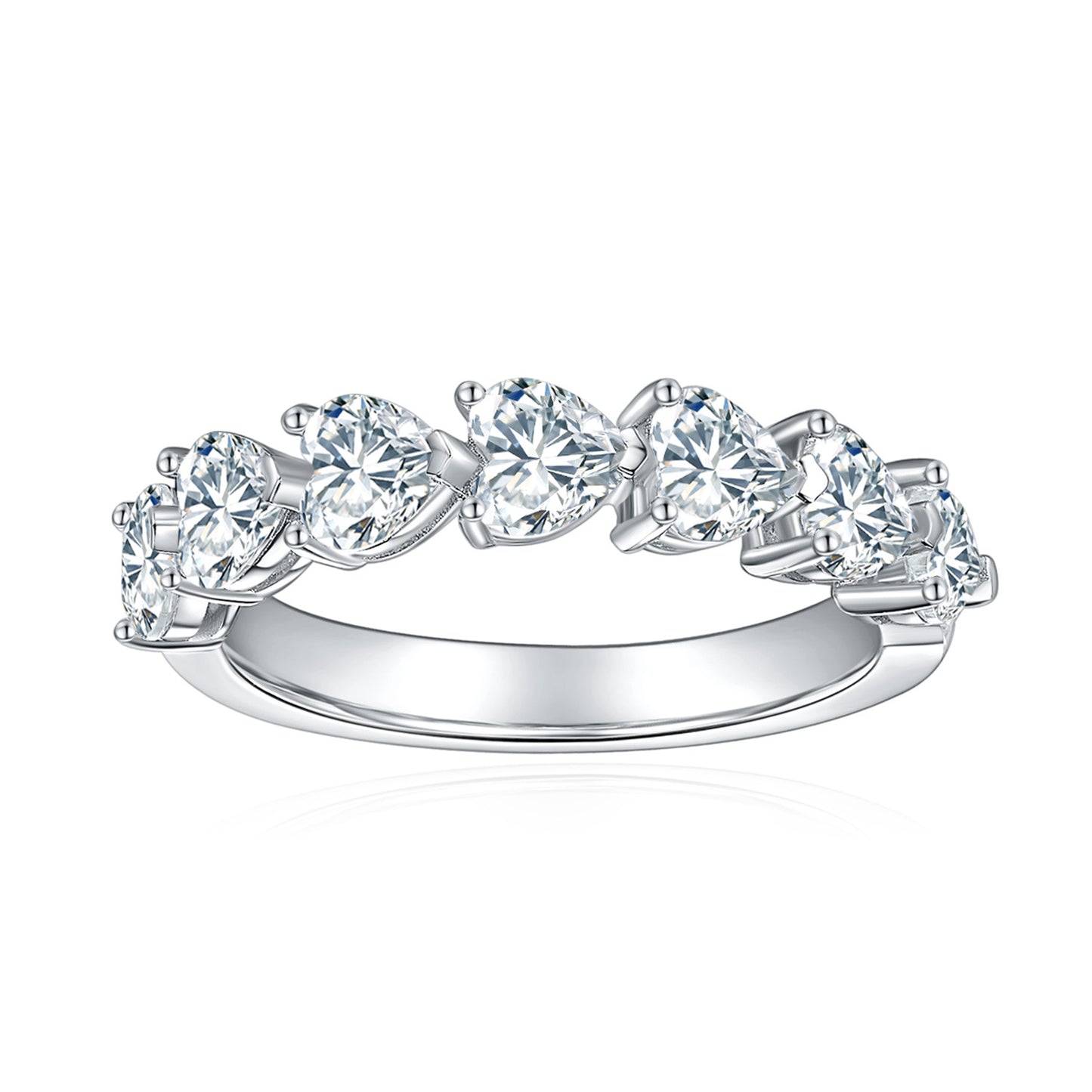 Heart diamond ring full of heart-shaped ring full of diamonds, sterling silver plated 18k gold, moissanite ring ring stacking