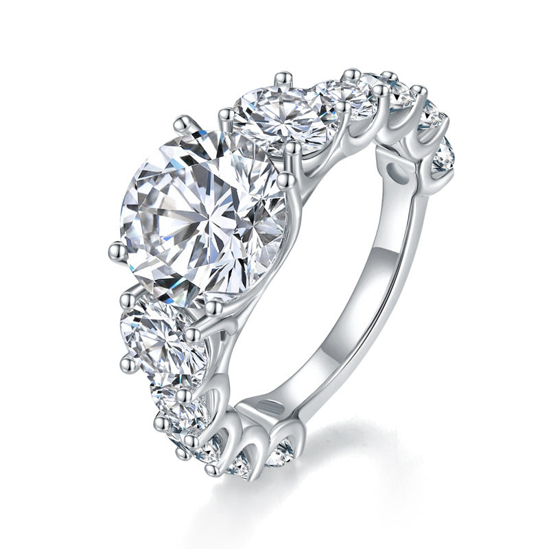 Luxury Full Diamond Round 10.0mm4ct Full Moissanite Silver Gold Plated Ring