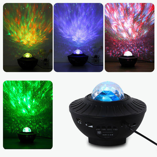 Bluetooth music, starry sky, atmosphere projection lamp, adjustable brightness, remote control, LED laser, water ripple projector