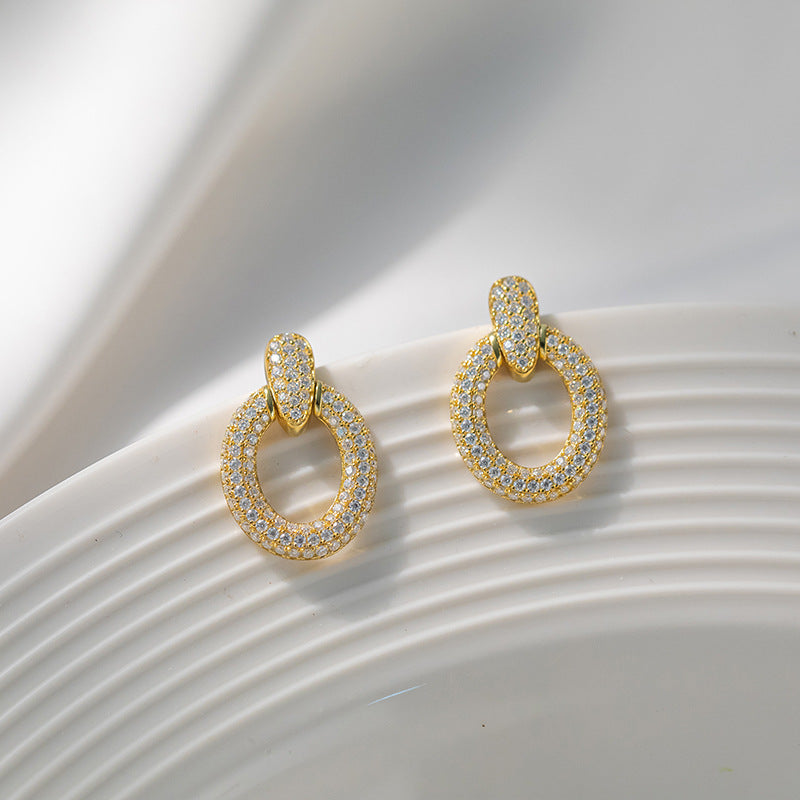 ins style  station small fresh earrings D color VVS moissanite stud earrings S925 silver plated 18k gold earrings