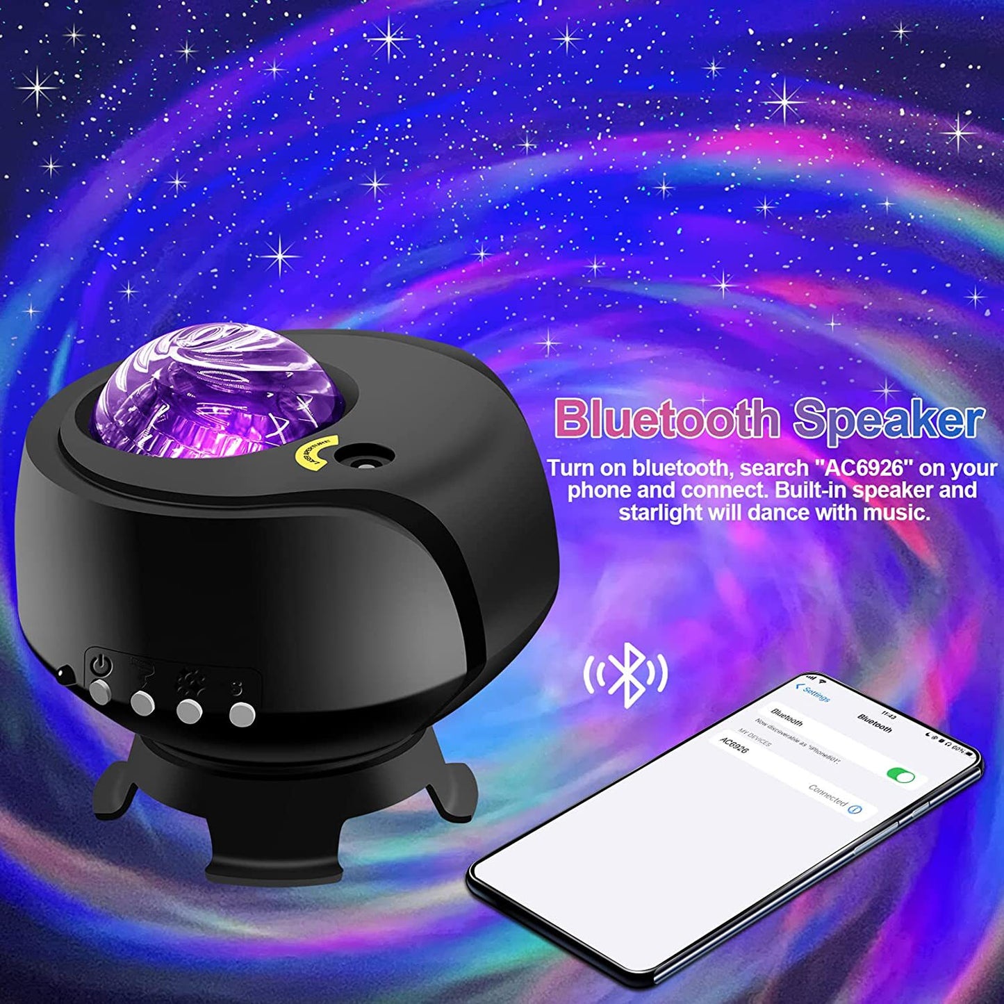 The Largest Coverage Area Galaxy Lights Projector, FLITI Star Projector, with Changing Nebula and Galaxy Shapes Galaxy Night Light