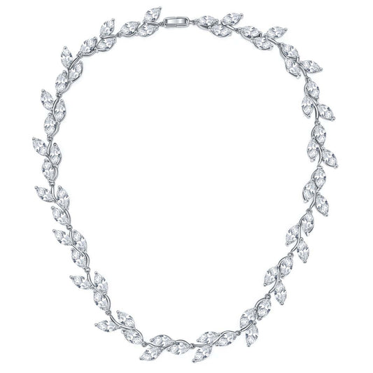 Dinner Annual Meeting Large Set Chain Marquise 4.5*9mm Moissanite Leaf Full Diamond Necklace Luxury Style