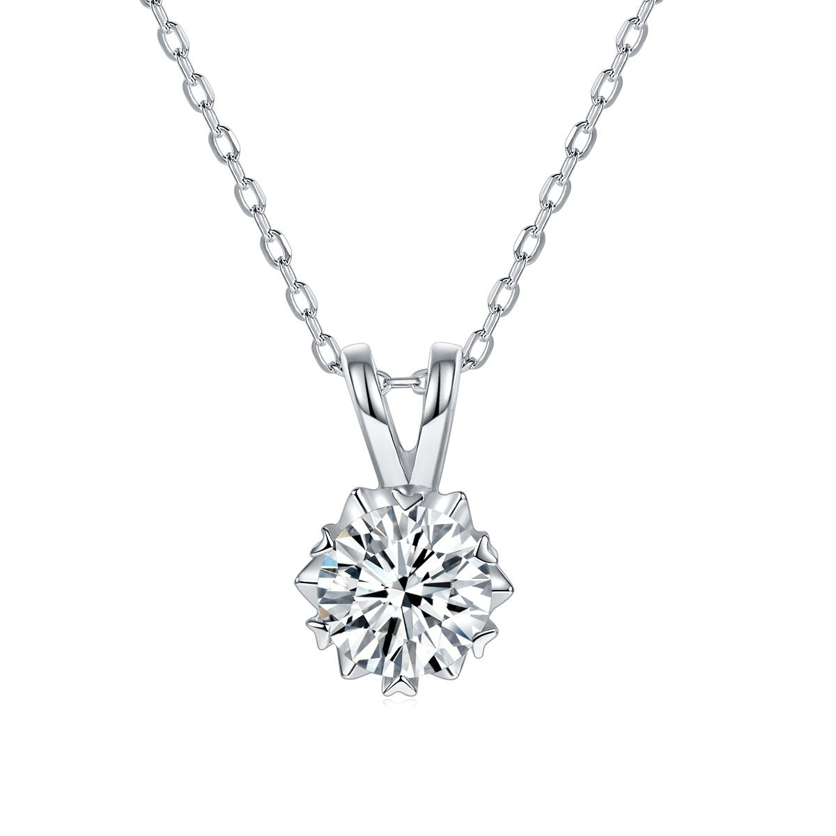 Classic moissanite D color VVS pendant V-shaped romantic snowflake necklace silver plated 18K thick gold small fresh