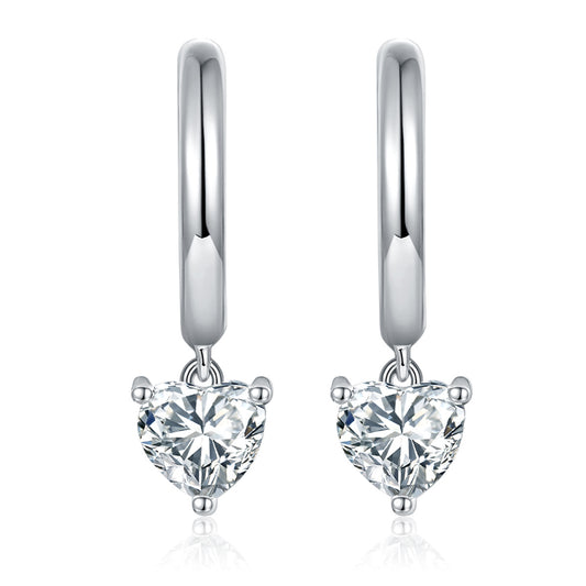 5.0mm heart-shaped full moissanite S925 silver plated 18k gold earrings will not fall