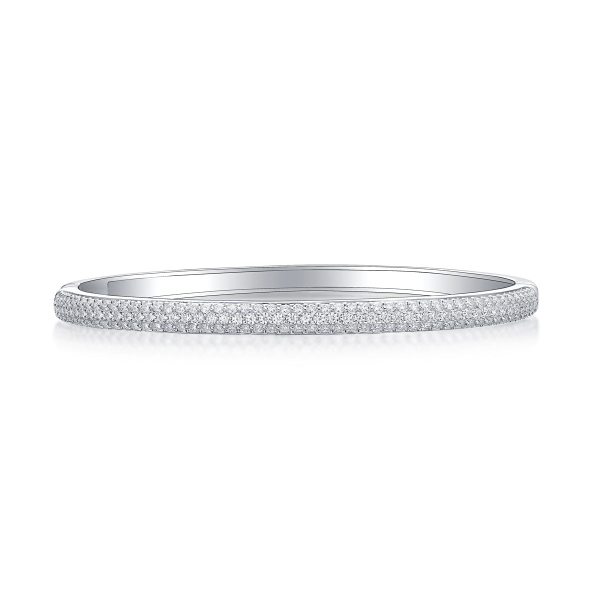 Versatile Stacking Half Circle Moissanite Bracelet Full Body 925 Silver Plated 18K White Gold Hand Band