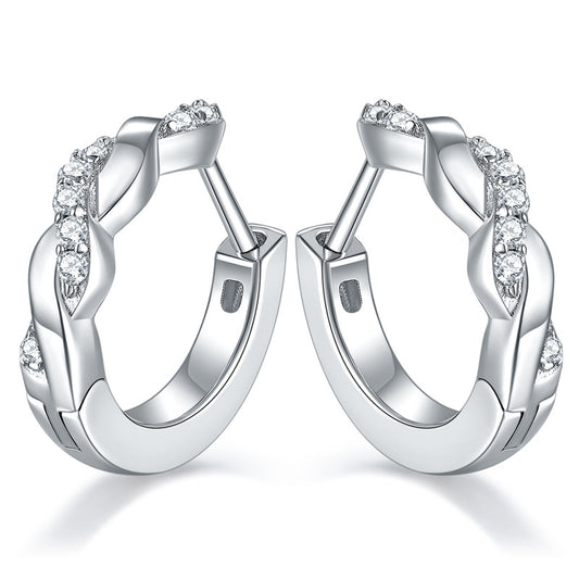 Cross Twisted Wall Moisan Earrings Over Diamond Pen Silver Plated 18K Gold Earrings