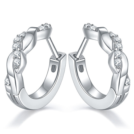 Cross Twisted Wall Moisan Earrings Over Diamond Pen Silver Plated 18K Gold Earrings