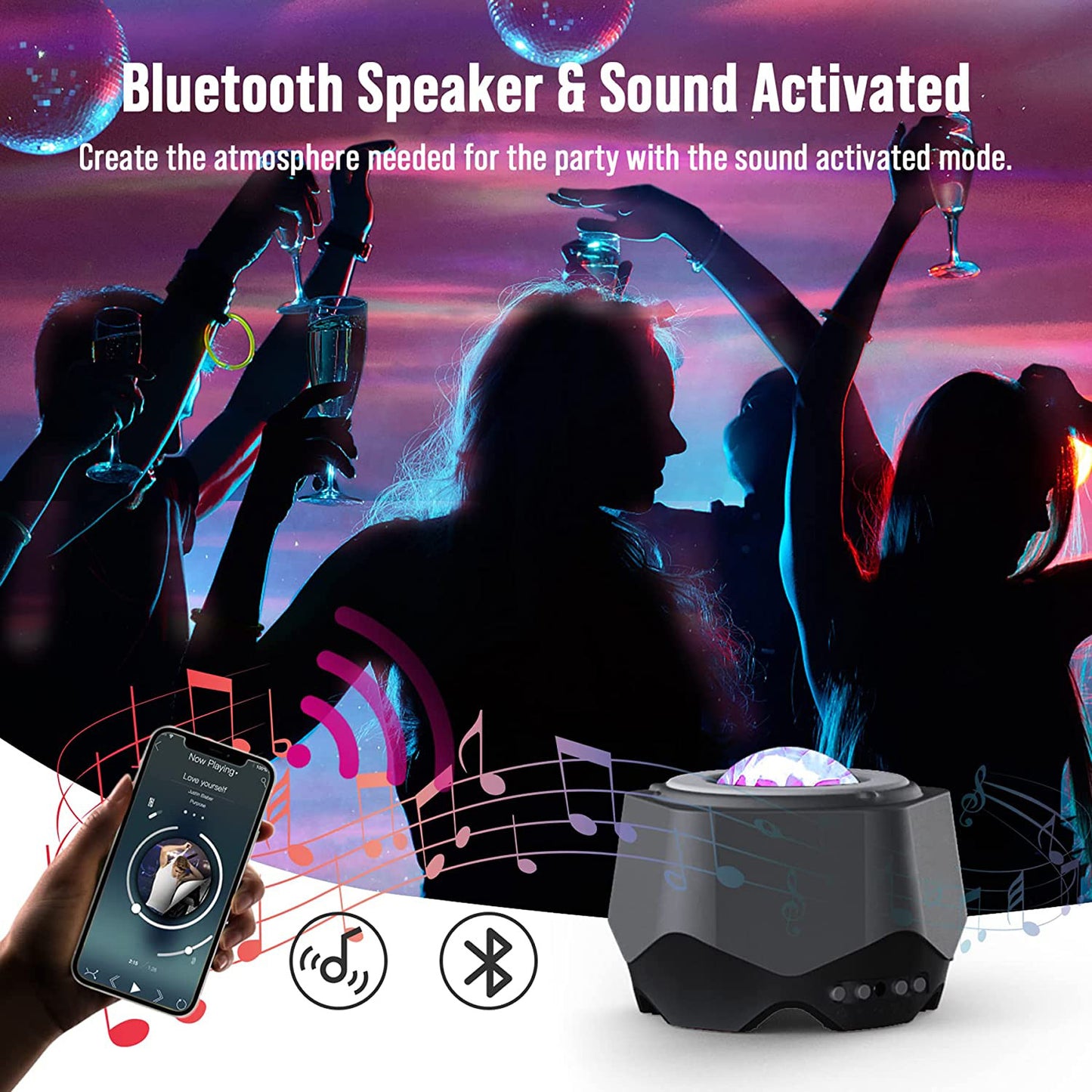 Northern Lights Aurora Projector for Bedroom, Night Light Projector Bluetooth Speaker White Noise