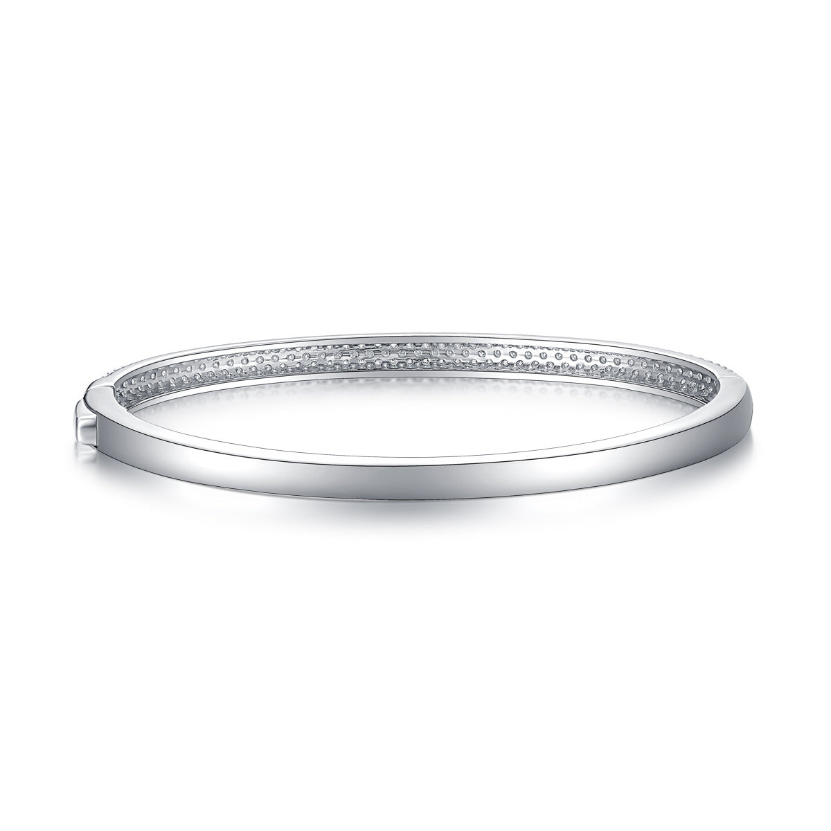 Versatile Stacking Half Circle Moissanite Bracelet Full Body 925 Silver Plated 18K White Gold Hand Band