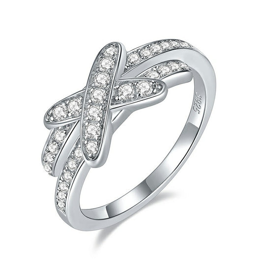 X cross staggered wall genuine D color moissanite ring girl gift