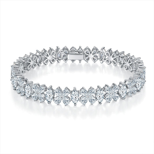 Marquise water drops flowers splendid dinner style bracelet silver set moissanite luxury bracelet